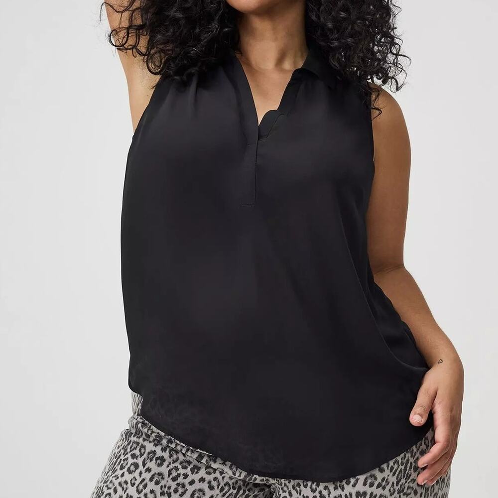 Torrid Size 1 Black Harper Georgette Sleeveless Pullover Blouse Career Top